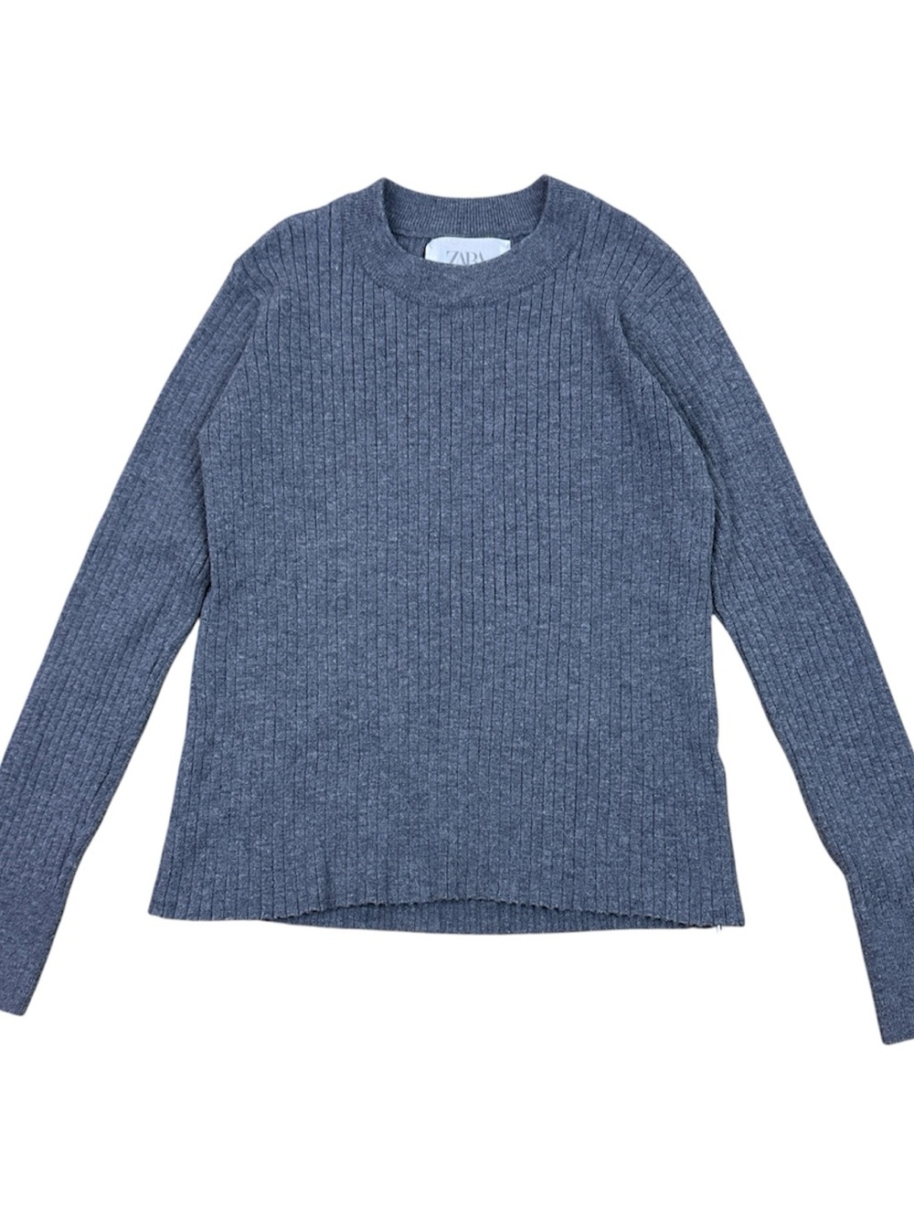 Zara Girls Heathered Slate Ribbed Mock-neck Sweater